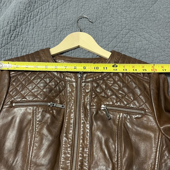 New Wilson Leather Brown Leather Jacket Medium Moto - Picture 12 of 15